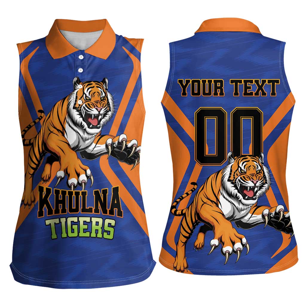 Custom Khulna Cricket Tigers Women Sleeveless Polo Shirt Ready to Roar - Wonder Print Shop