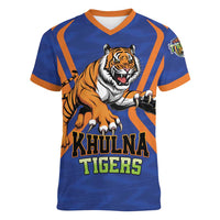 Custom Khulna Cricket Tigers Women V-Neck T-Shirt Ready to Roar - Wonder Print Shop