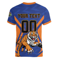 Custom Khulna Cricket Tigers Women V-Neck T-Shirt Ready to Roar - Wonder Print Shop