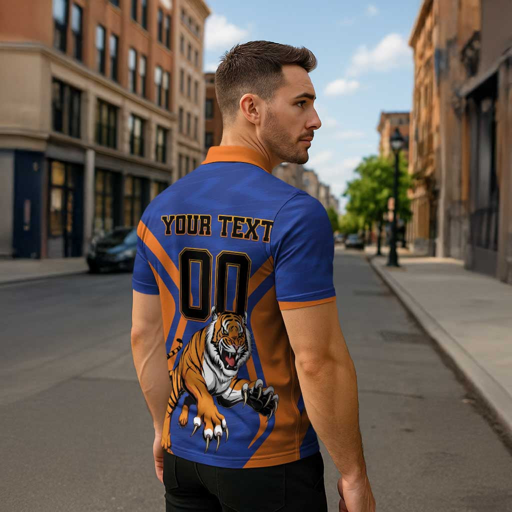 Custom Khulna Cricket Tigers Zipper Polo Shirt Ready to Roar - Wonder Print Shop