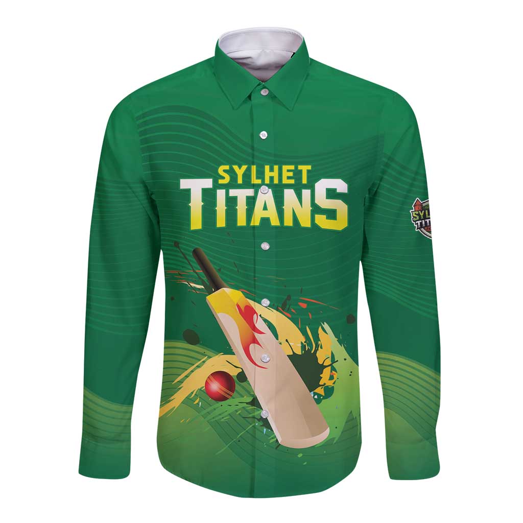 Custom Sylhet Cricket Titans Long Sleeve Button Shirt Rise Of Titans - Wonder Print Shop