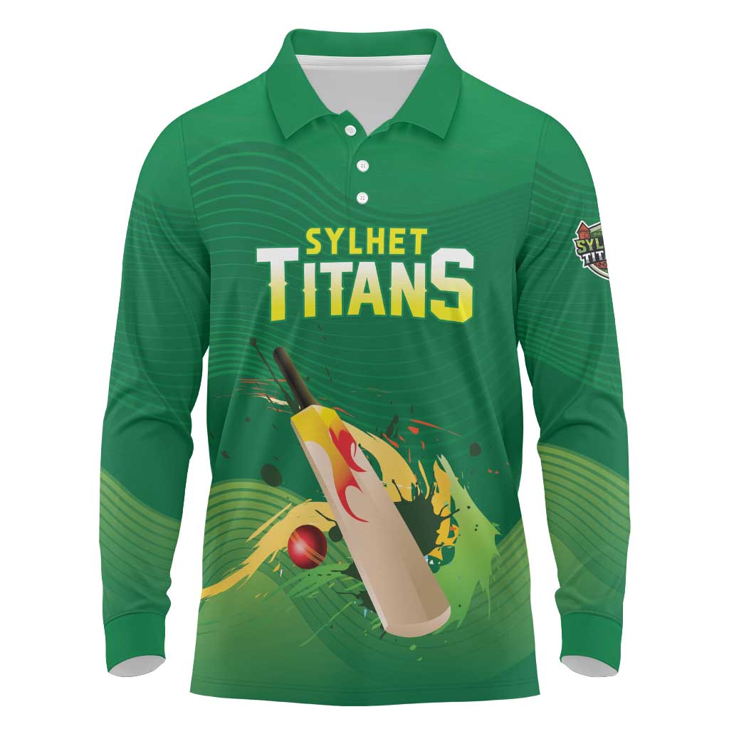 Custom Sylhet Cricket Titans Long Sleeve Polo Shirt Rise Of Titans - Wonder Print Shop