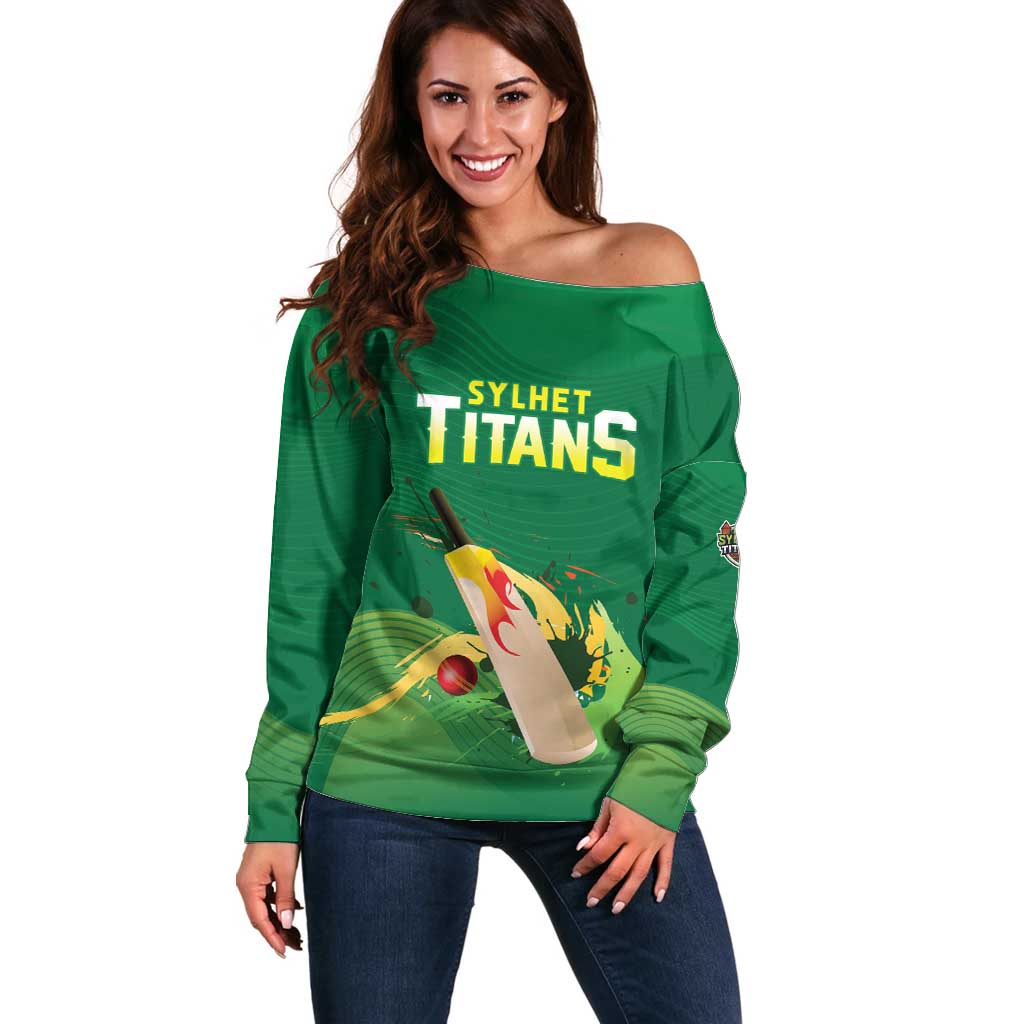 Custom Sylhet Cricket Titans Off Shoulder Sweater Rise Of Titans - Wonder Print Shop