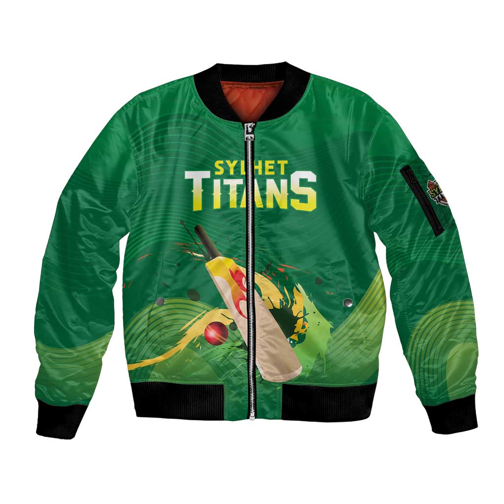 Custom Sylhet Cricket Titans Sleeve Zip Bomber Jacket Rise Of Titans - Wonder Print Shop