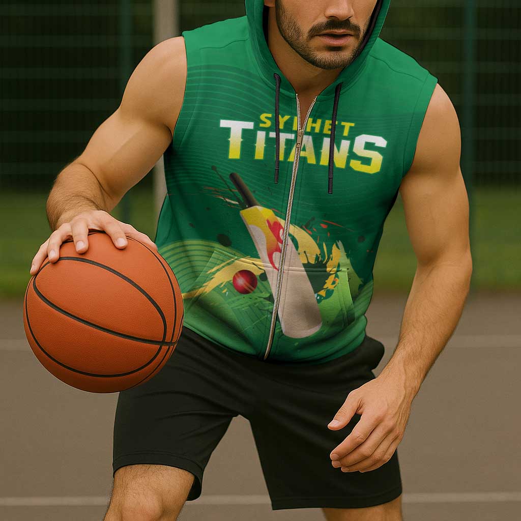 Custom Sylhet Cricket Titans Sleeveless Zip Hoodie Rise Of Titans - Wonder Print Shop