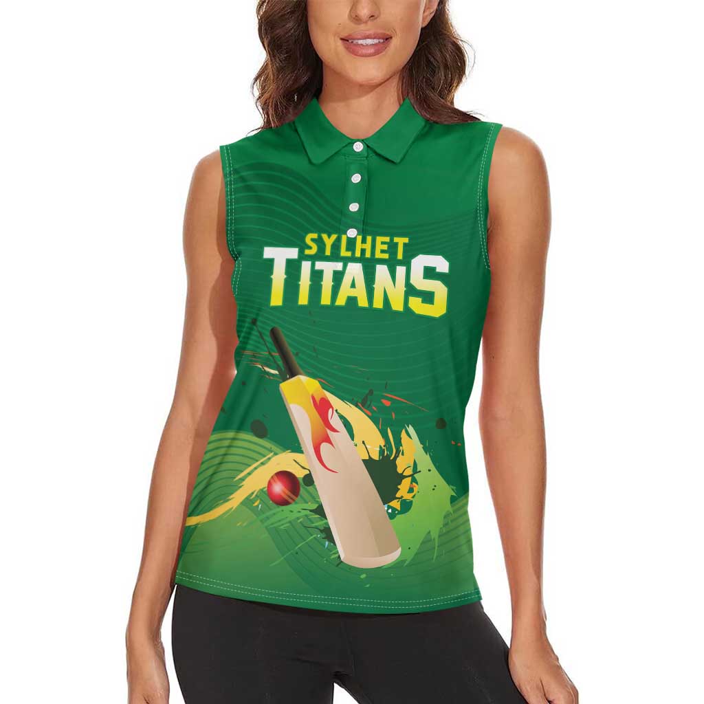 Custom Sylhet Cricket Titans Women Sleeveless Polo Shirt Rise Of Titans - Wonder Print Shop
