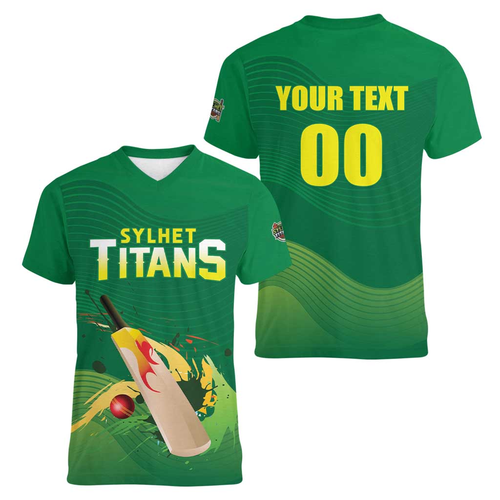 Custom Sylhet Cricket Titans Women V-Neck T-Shirt Rise Of Titans - Wonder Print Shop
