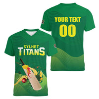 Custom Sylhet Cricket Titans Women V-Neck T-Shirt Rise Of Titans - Wonder Print Shop