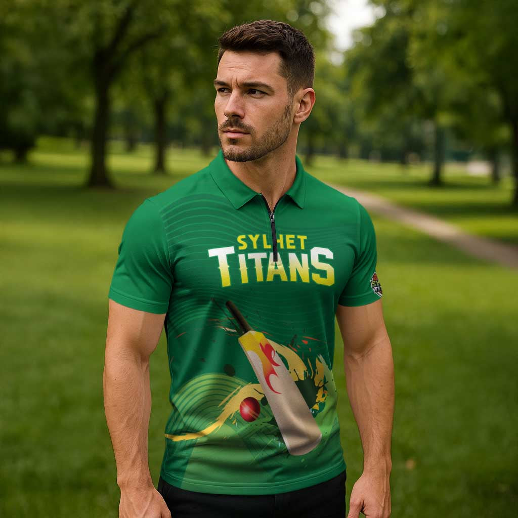 Custom Sylhet Cricket Titans Zipper Polo Shirt Rise Of Titans - Wonder Print Shop