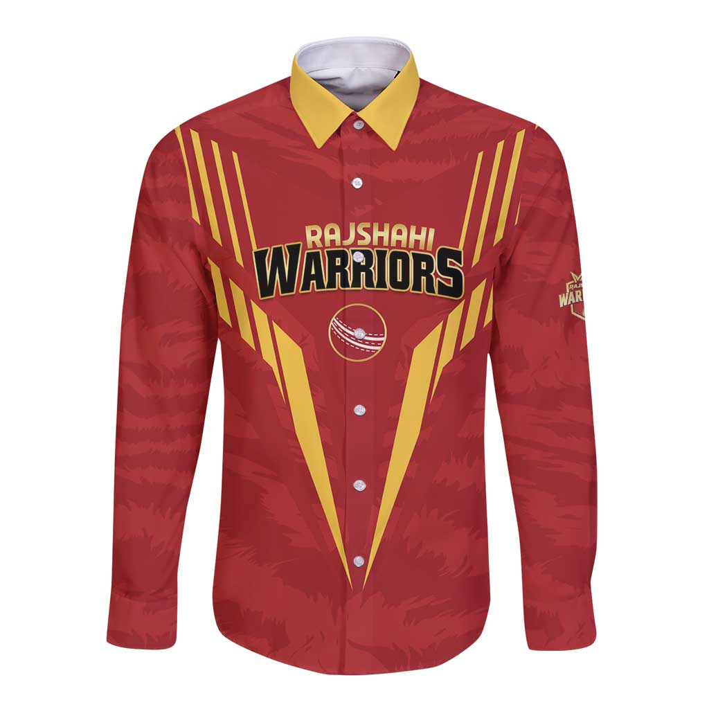 Custom Rajshahi Cricket Warriors Long Sleeve Button Shirt Keep Shining - Wonder Print Shop