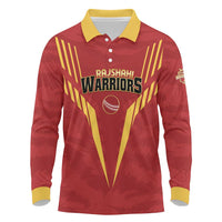 Custom Rajshahi Cricket Warriors Long Sleeve Polo Shirt Keep Shining - Wonder Print Shop