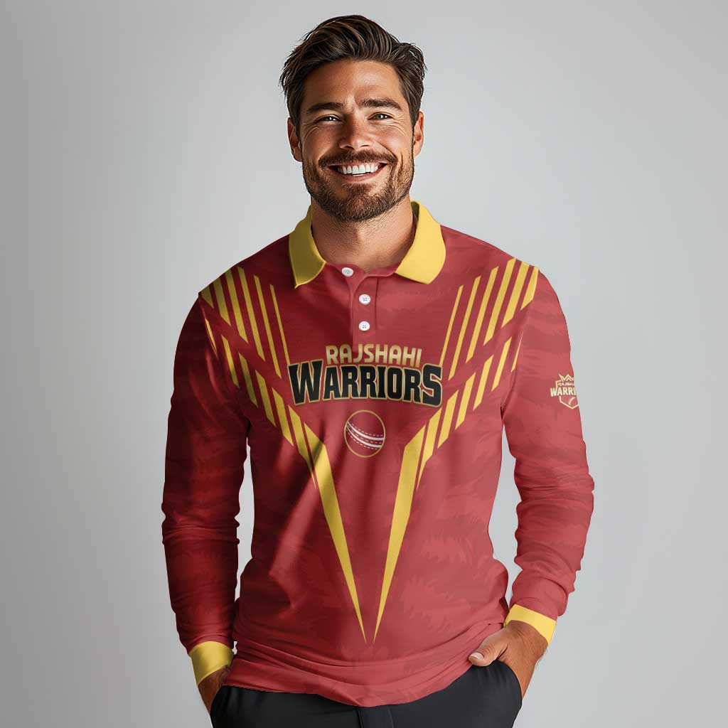 Custom Rajshahi Cricket Warriors Long Sleeve Polo Shirt Keep Shining - Wonder Print Shop