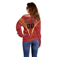 Custom Rajshahi Cricket Warriors Off Shoulder Sweater Keep Shining - Wonder Print Shop