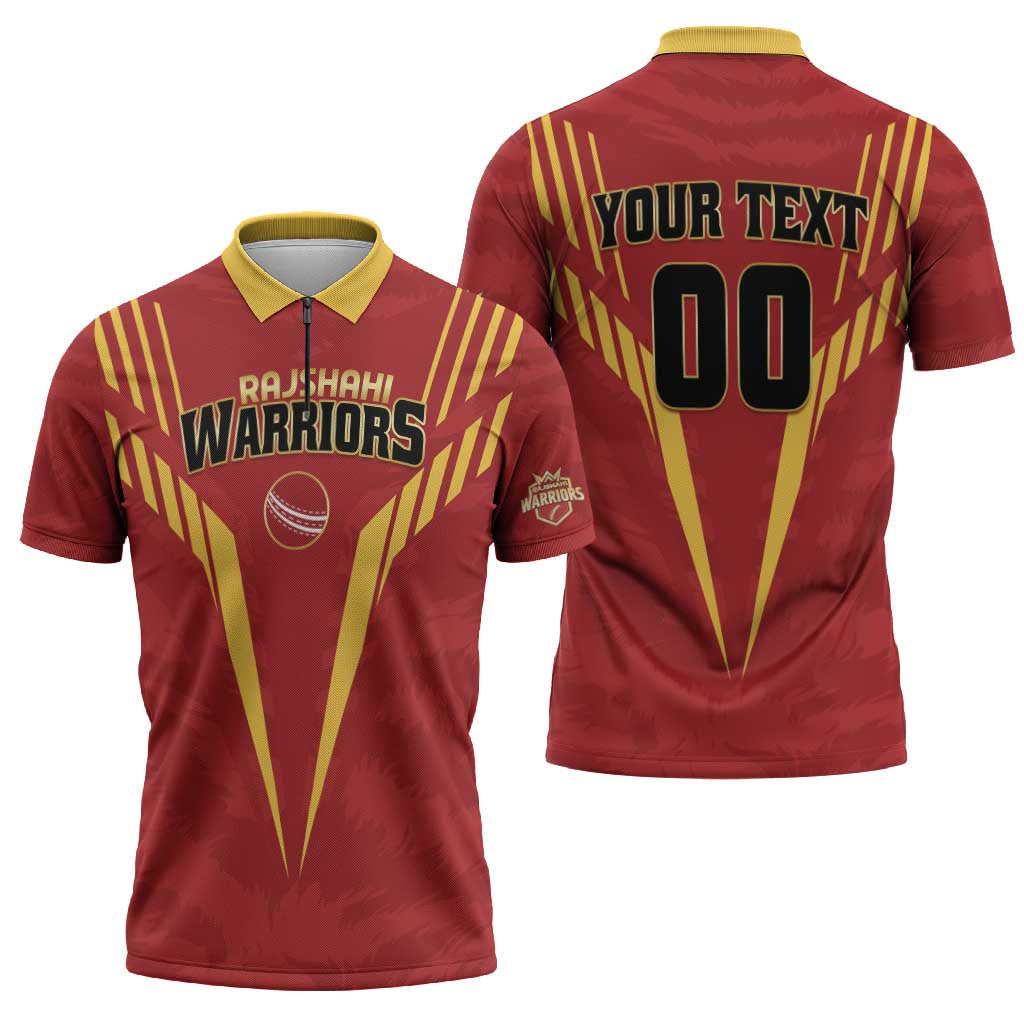 Custom Rajshahi Cricket Warriors Zipper Polo Shirt Keep Shining - Wonder Print Shop