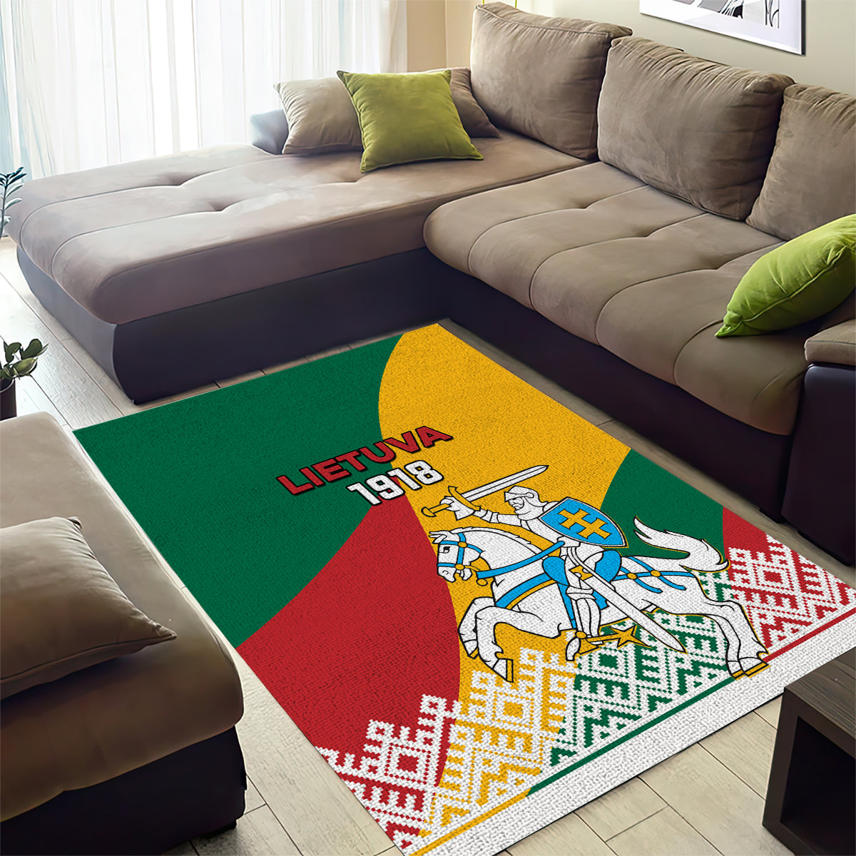 Lithuania Independence Day Personalized Area Rug Lietuva Vytis 106th Anniversary - Wonder Print Shop
