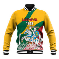 Lithuania Independence Day Personalized Baseball Jacket Lietuva Vytis 106th Anniversary - Wonder Print Shop