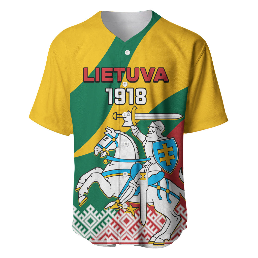 Lithuania Independence Day Personalized Baseball Jersey Lietuva Vytis 106th Anniversary - Wonder Print Shop