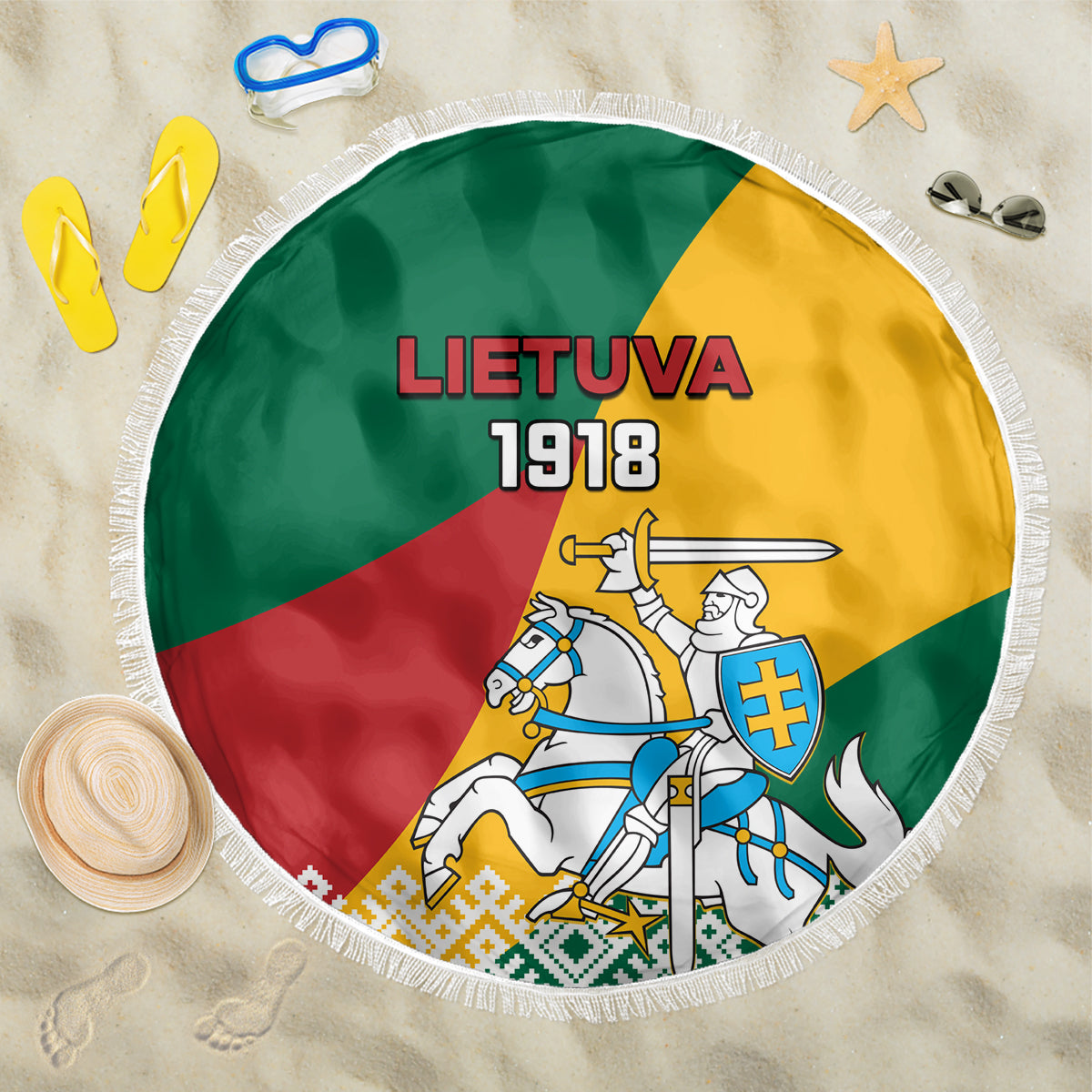 Lithuania Independence Day Personalized Beach Blanket Lietuva Vytis 106th Anniversary - Wonder Print Shop