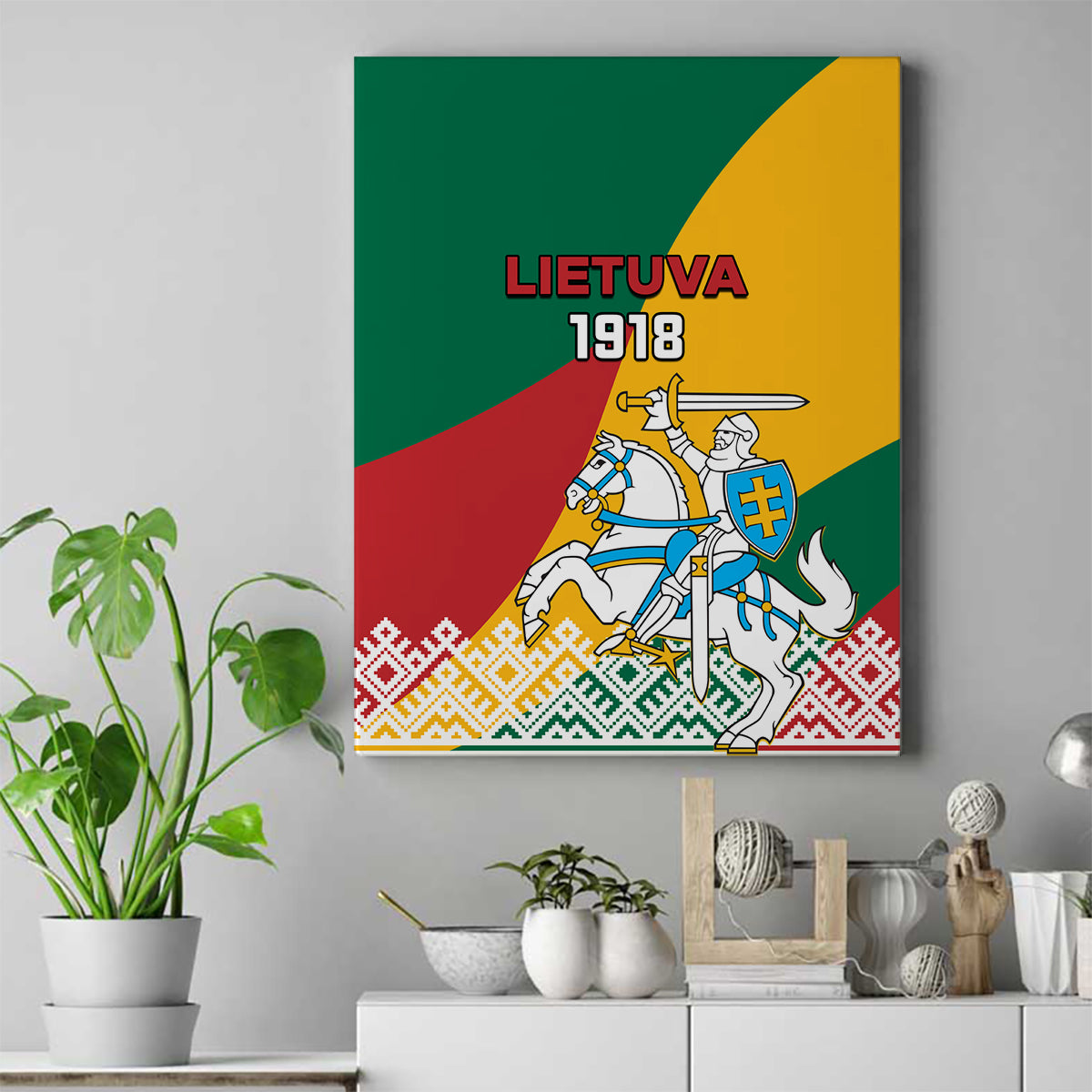 Lithuania Independence Day Personalized Canvas Wall Art Lietuva Vytis 106th Anniversary - Wonder Print Shop