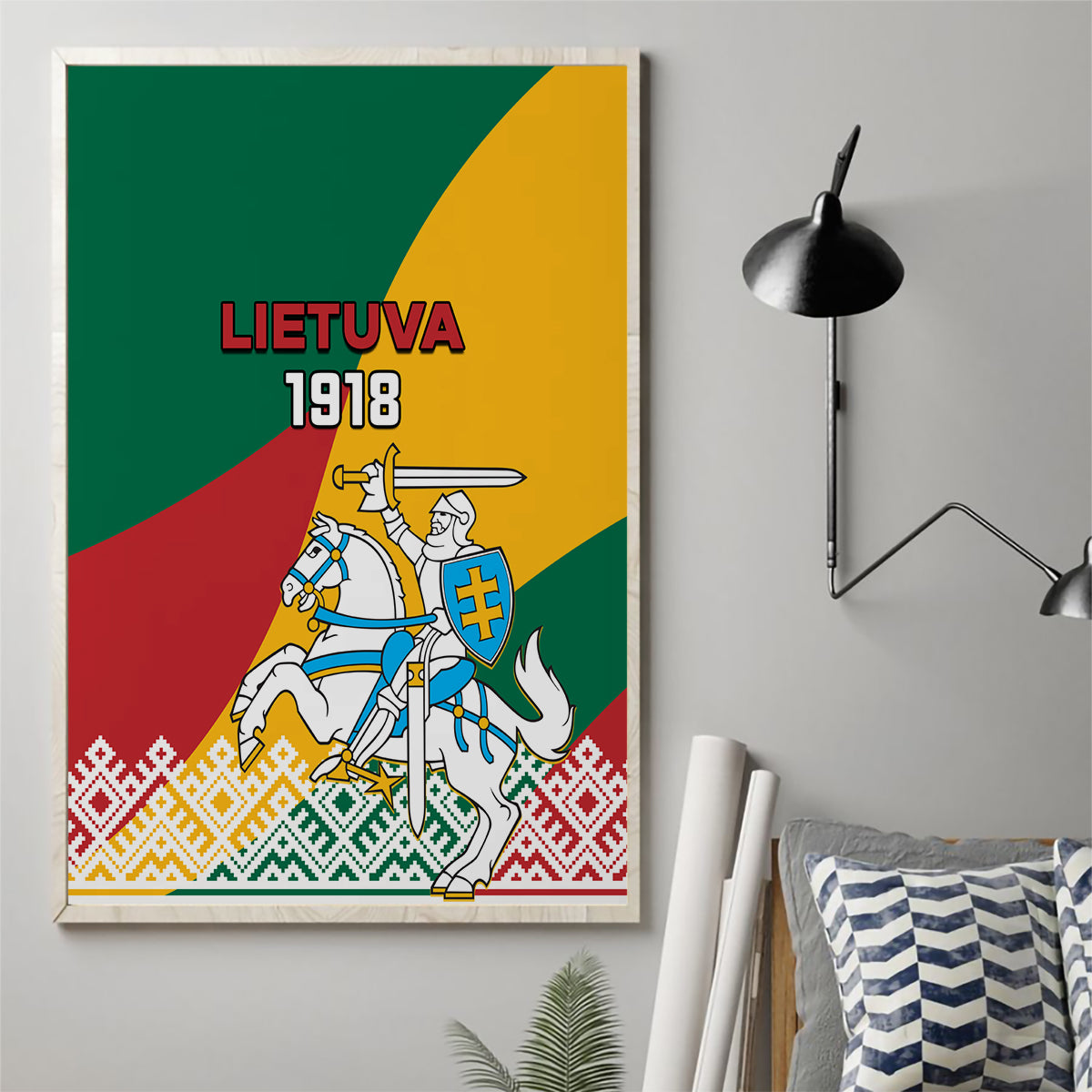 Lithuania Independence Day Personalized Canvas Wall Art Lietuva Vytis 106th Anniversary - Wonder Print Shop