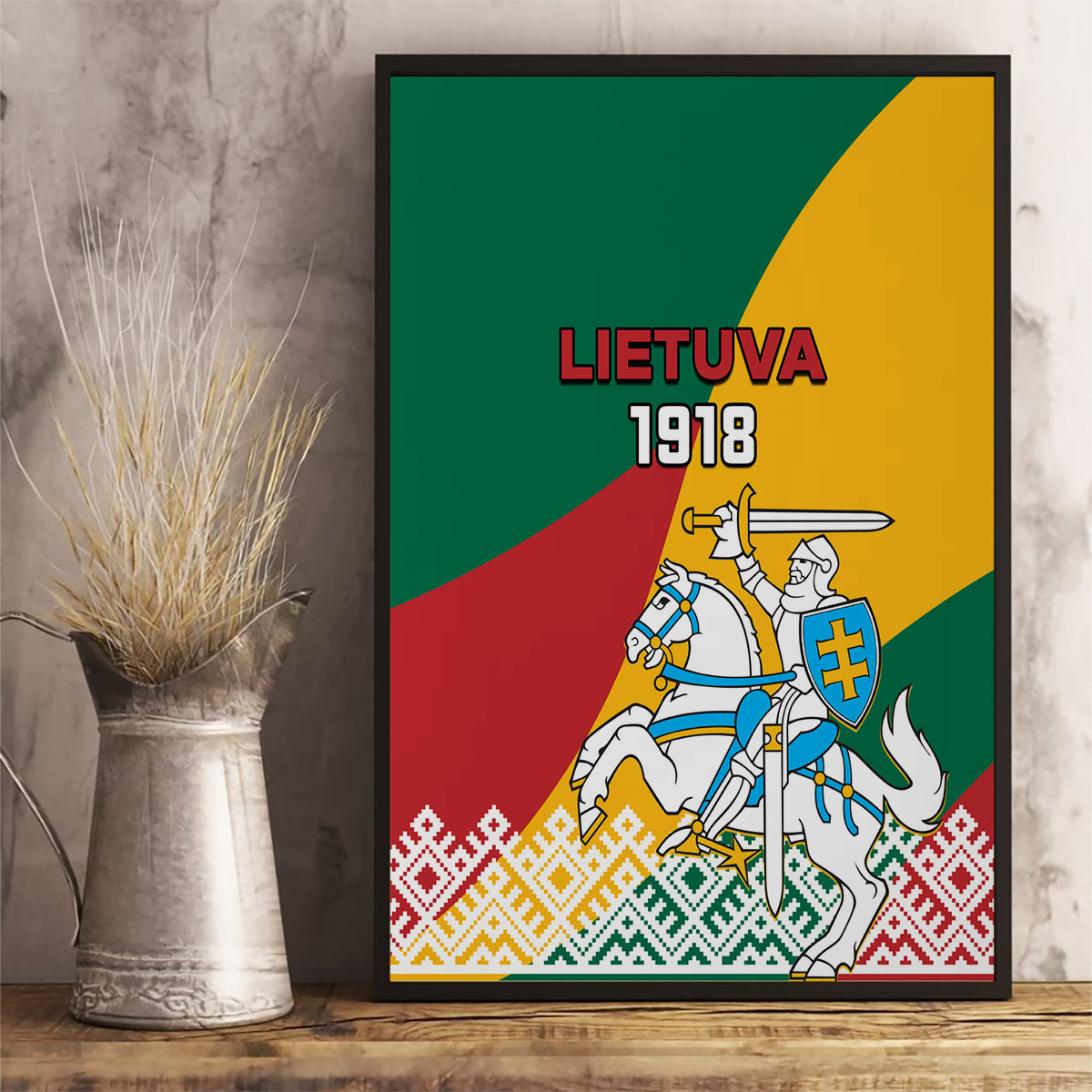 Lithuania Independence Day Personalized Canvas Wall Art Lietuva Vytis 106th Anniversary - Wonder Print Shop