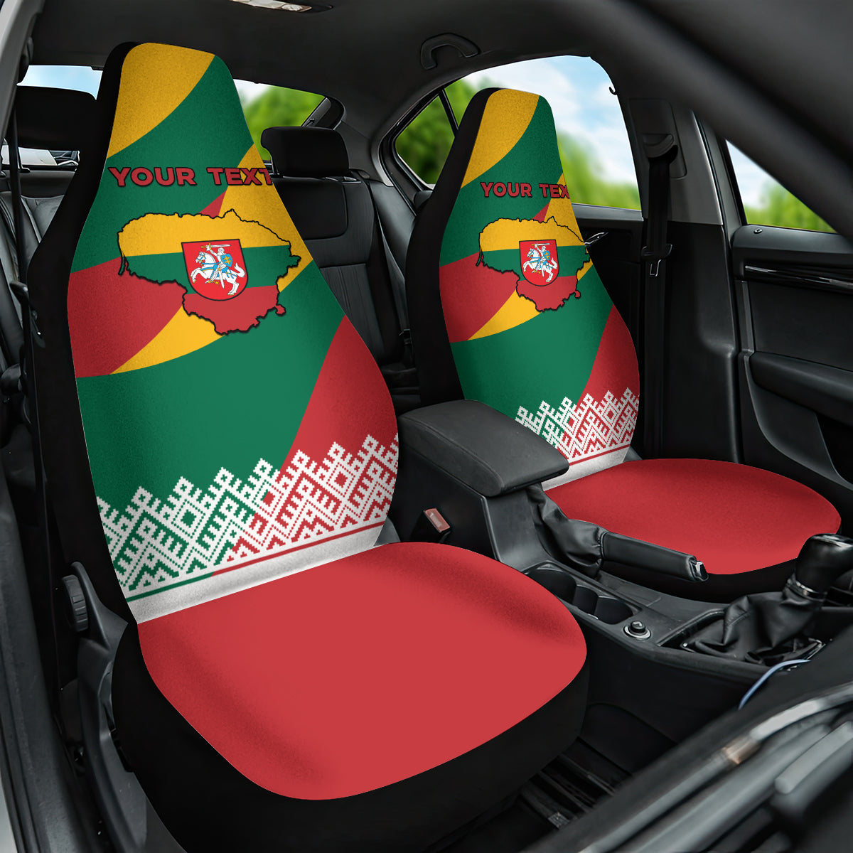 Lithuania Independence Day Personalized Car Seat Cover Lietuva Vytis 106th Anniversary - Wonder Print Shop