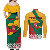 Lithuania Independence Day Personalized Couples Matching Off Shoulder Maxi Dress and Long Sleeve Button Shirt Lietuva Vytis 106th Anniversary - Wonder Print Shop