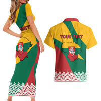 Lithuania Independence Day Personalized Couples Matching Short Sleeve Bodycon Dress and Hawaiian Shirt Lietuva Vytis 106th Anniversary - Wonder Print Shop