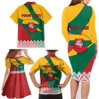 Lithuania Independence Day Personalized Family Matching Long Sleeve Bodycon Dress and Hawaiian Shirt Lietuva Vytis 106th Anniversary - Wonder Print Shop