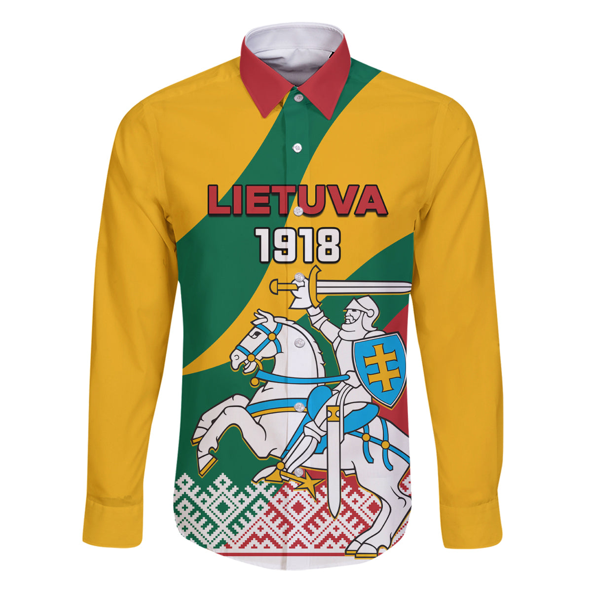 Lithuania Independence Day Personalized Family Matching Long Sleeve Bodycon Dress and Hawaiian Shirt Lietuva Vytis 106th Anniversary - Wonder Print Shop
