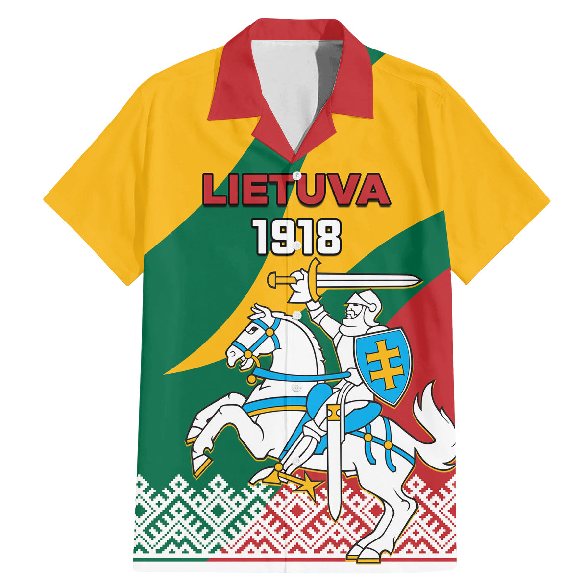 Lithuania Independence Day Personalized Family Matching Mermaid Dress and Hawaiian Shirt Lietuva Vytis 106th Anniversary - Wonder Print Shop