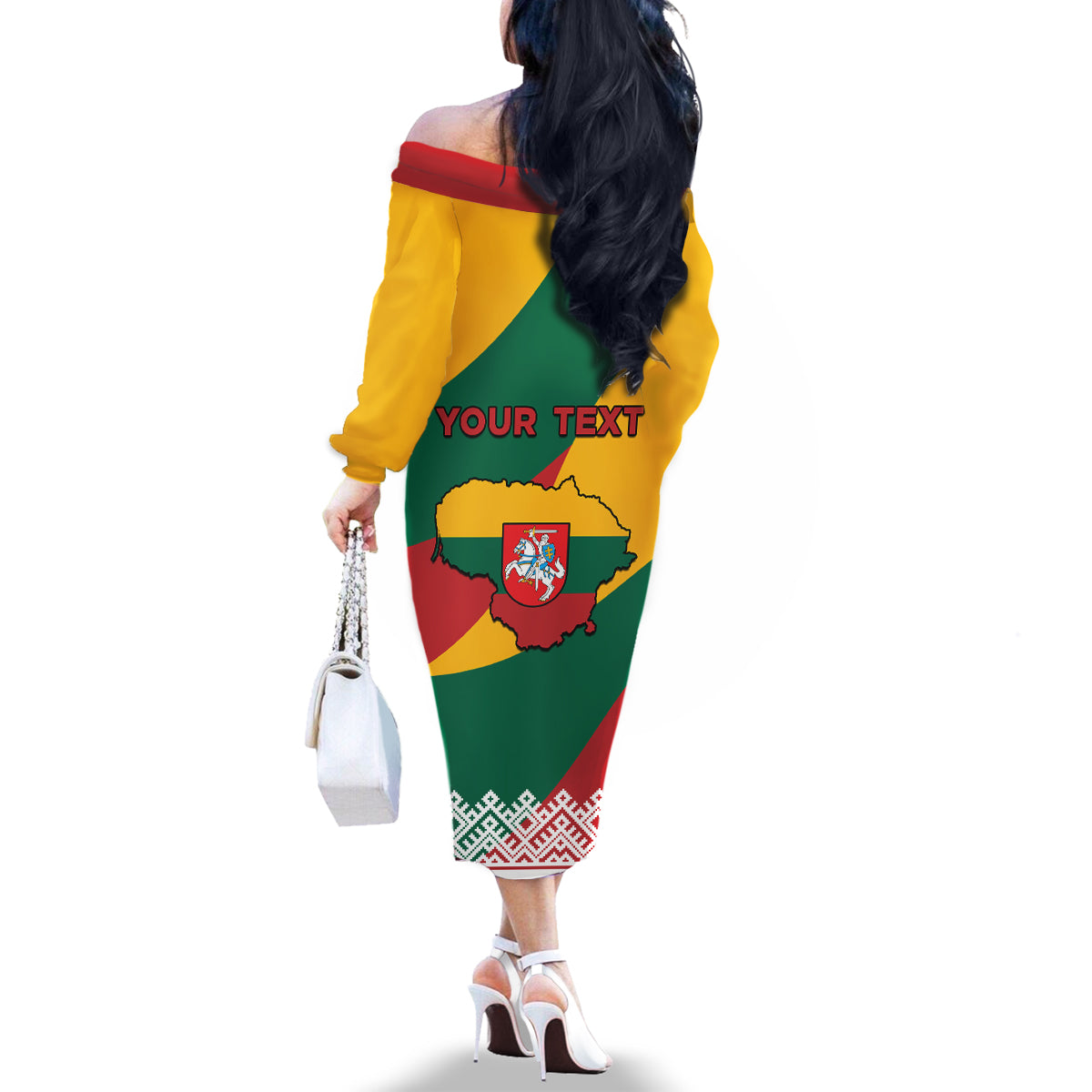 Lithuania Independence Day Personalized Family Matching Off Shoulder Long Sleeve Dress and Hawaiian Shirt Lietuva Vytis 106th Anniversary - Wonder Print Shop