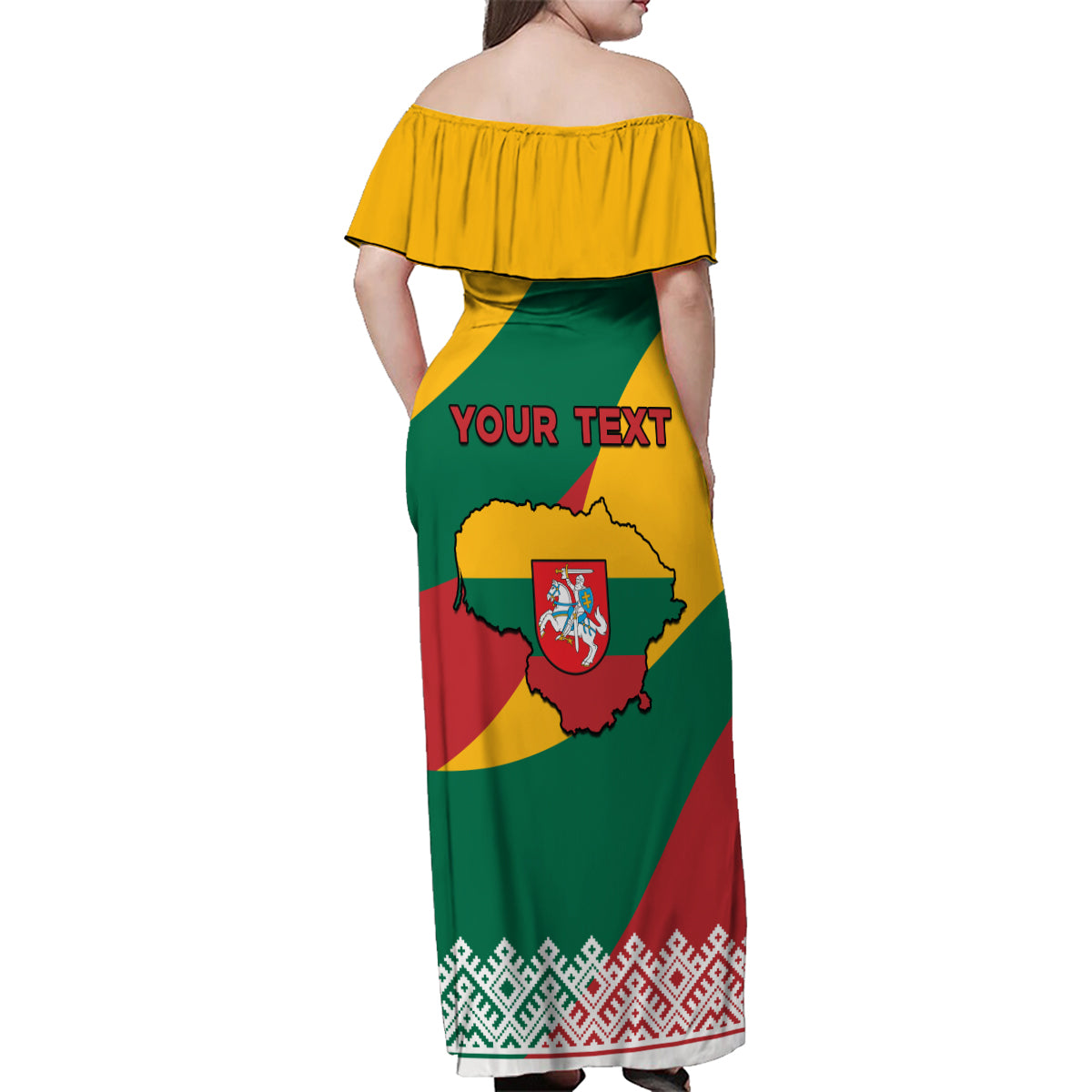 Lithuania Independence Day Personalized Family Matching Off Shoulder Maxi Dress and Hawaiian Shirt Lietuva Vytis 106th Anniversary - Wonder Print Shop