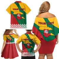 Lithuania Independence Day Personalized Family Matching Off Shoulder Short Dress and Hawaiian Shirt Lietuva Vytis 106th Anniversary - Wonder Print Shop