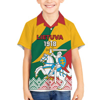 Lithuania Independence Day Personalized Family Matching Off Shoulder Short Dress and Hawaiian Shirt Lietuva Vytis 106th Anniversary - Wonder Print Shop