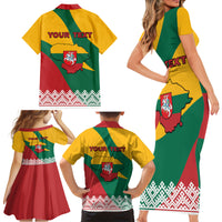 Lithuania Independence Day Personalized Family Matching Short Sleeve Bodycon Dress and Hawaiian Shirt Lietuva Vytis 106th Anniversary - Wonder Print Shop