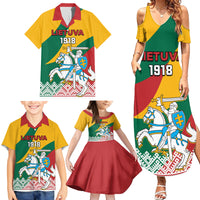 Lithuania Independence Day Personalized Family Matching Summer Maxi Dress and Hawaiian Shirt Lietuva Vytis 106th Anniversary - Wonder Print Shop