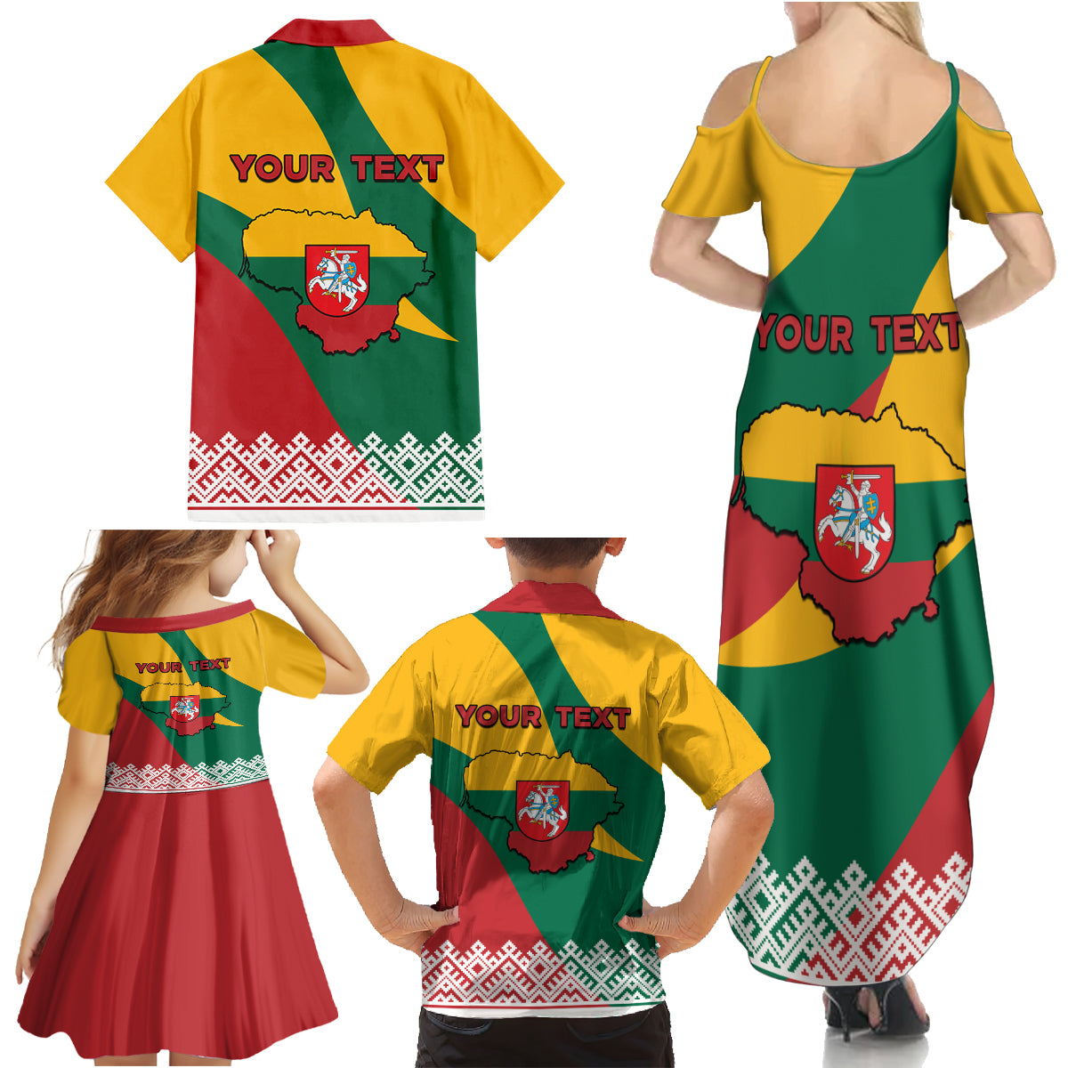 Lithuania Independence Day Personalized Family Matching Summer Maxi Dress and Hawaiian Shirt Lietuva Vytis 106th Anniversary - Wonder Print Shop