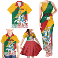Lithuania Independence Day Personalized Family Matching Tank Maxi Dress and Hawaiian Shirt Lietuva Vytis 106th Anniversary - Wonder Print Shop