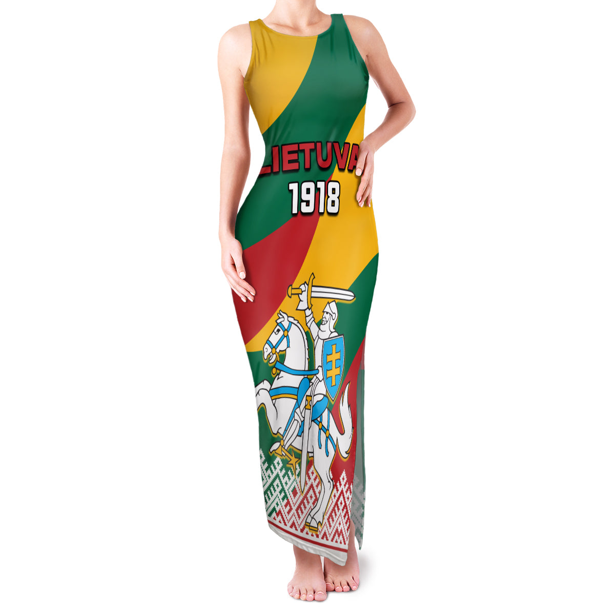 Lithuania Independence Day Personalized Family Matching Tank Maxi Dress and Hawaiian Shirt Lietuva Vytis 106th Anniversary - Wonder Print Shop
