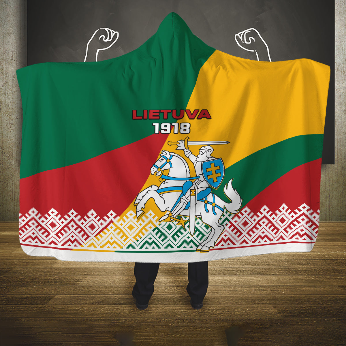 lithuania-independence-day-personalized-hooded-blanket-lietuva-vytis-106th-anniversary