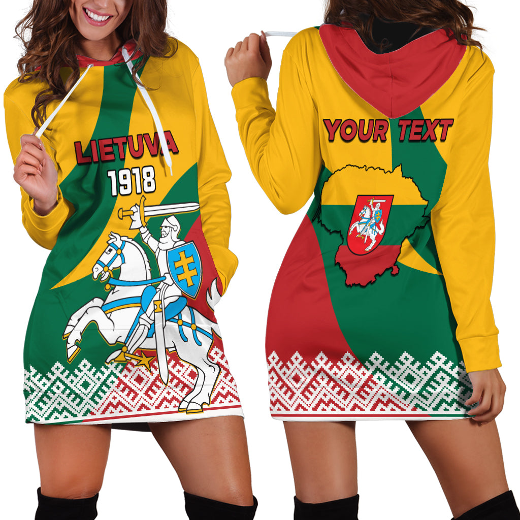 Lithuania Independence Day Personalized Hoodie Dress Lietuva Vytis 106th Anniversary - Wonder Print Shop