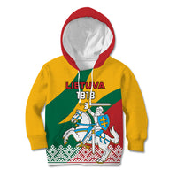 Lithuania Independence Day Personalized Kid Hoodie Lietuva Vytis 106th Anniversary - Wonder Print Shop