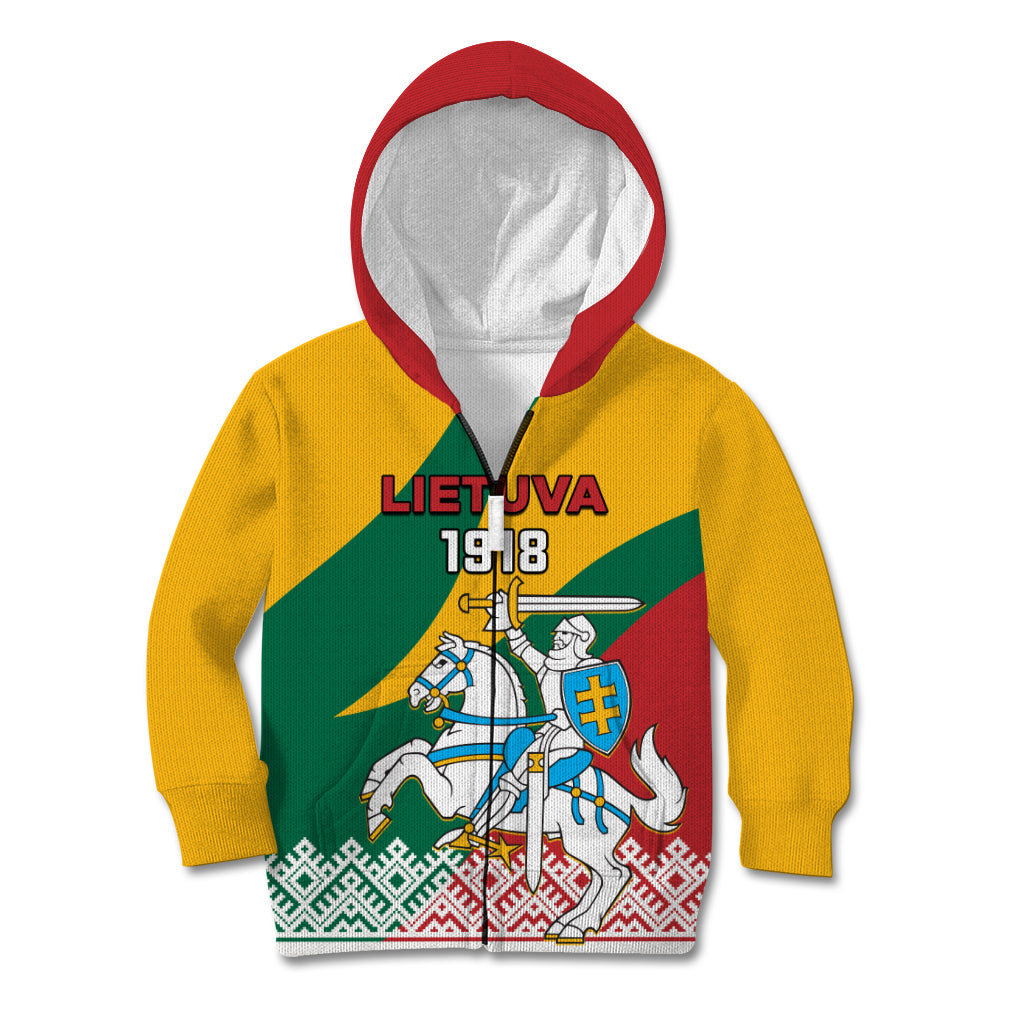 Lithuania Independence Day Personalized Kid Hoodie Lietuva Vytis 106th Anniversary - Wonder Print Shop