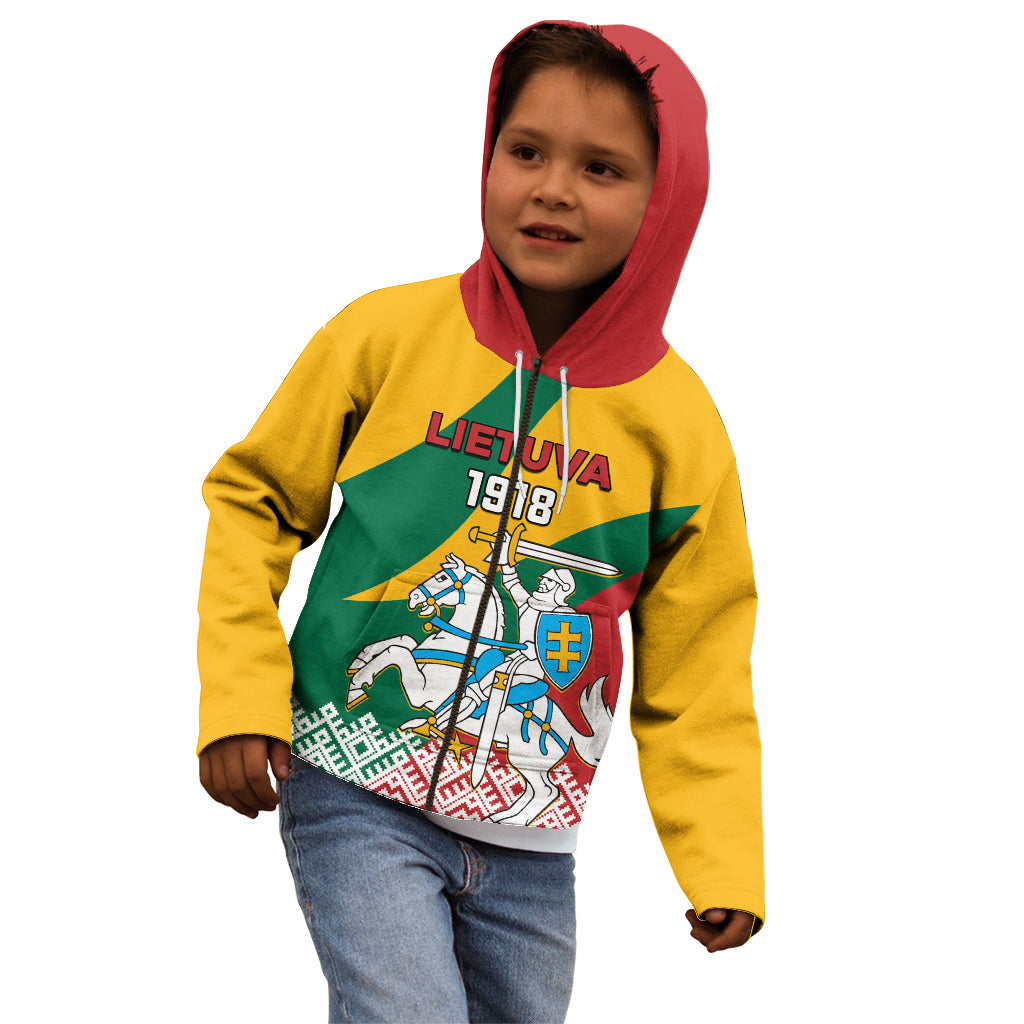 Lithuania Independence Day Personalized Kid Hoodie Lietuva Vytis 106th Anniversary - Wonder Print Shop
