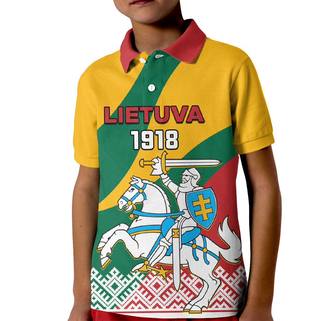 Lithuania Independence Day Personalized Kid Polo Shirt Lietuva Vytis 106th Anniversary - Wonder Print Shop