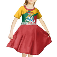 Lithuania Independence Day Personalized Kid Short Sleeve Dress Lietuva Vytis 106th Anniversary - Wonder Print Shop