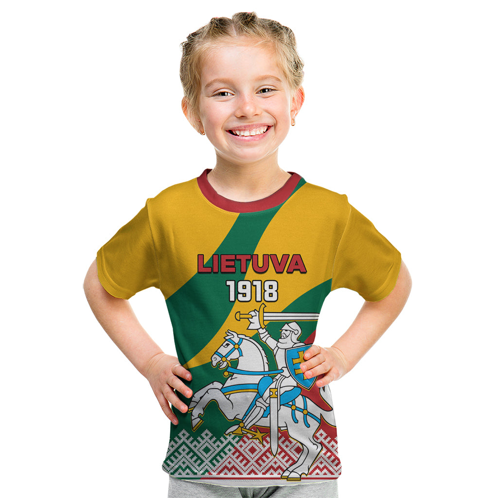Lithuania Independence Day Personalized Kid T Shirt Lietuva Vytis 106th Anniversary - Wonder Print Shop