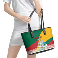 Lithuania Independence Day Personalized Leather Tote Bag Lietuva Vytis 106th Anniversary - Wonder Print Shop