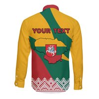Lithuania Independence Day Personalized Long Sleeve Button Shirt Lietuva Vytis 106th Anniversary - Wonder Print Shop